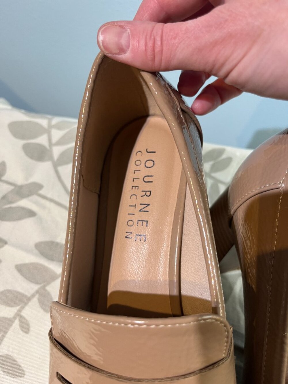 Loafer Heeled - Taupe Patent - Womens 9.5 Block Heel Preppy office wear - Picture 3 of 10